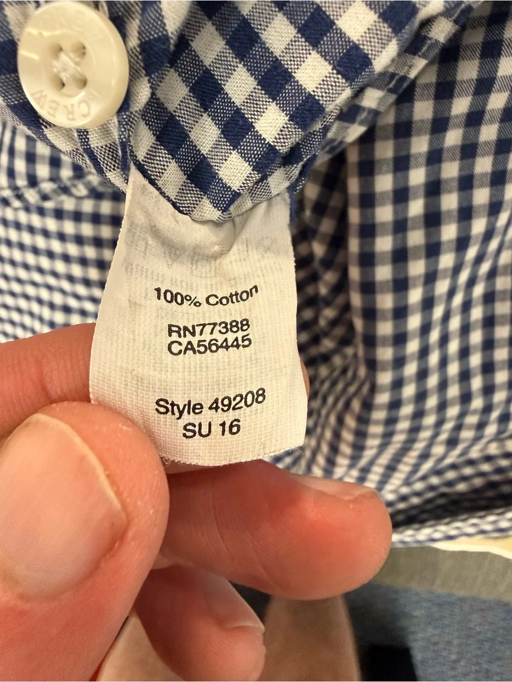 J.Crew Men’s Slim Washed Navy Gingham Shirt M